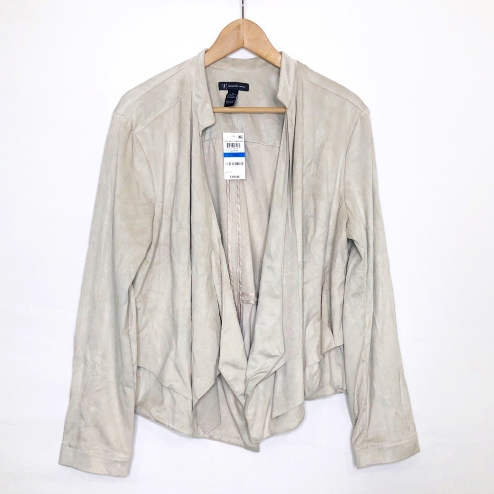 INC International concepts XL nwt tan faux suede  waterfall jacket